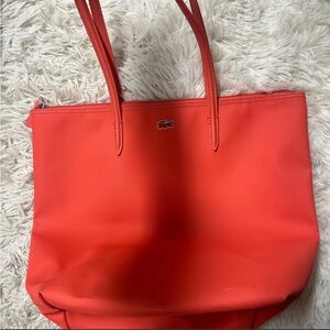 Lacoste Red Coral Tote Bag with Lacoste Croc Detail